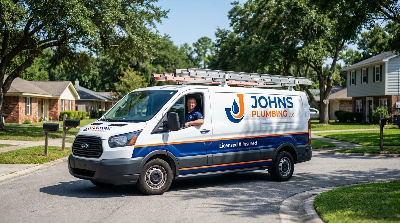 Johns Plumbing LLC service van in New York City, NY