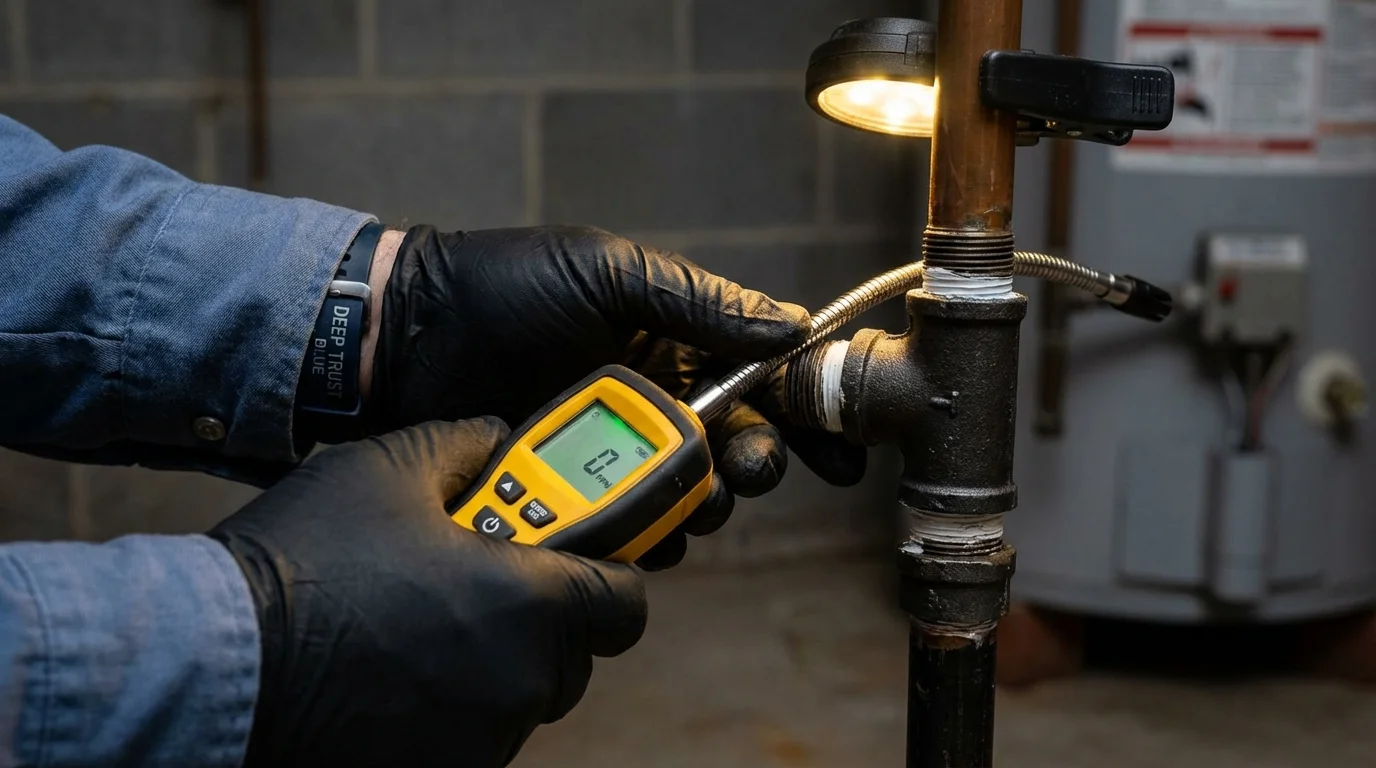 Gas leak detection with electronic sniffer by Johns Plumbing LLC in New York City